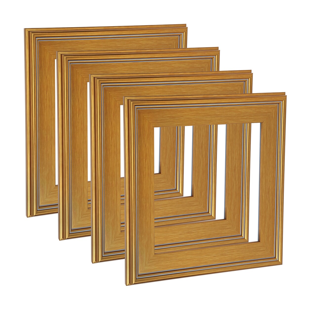 Cardinali Plein Aire Gold 24x24" Open Back Frames for Canvas Art - Box of 4, 3" Wide Moulding w/ Raised Edge - No Glass or Backing - 1/2" Rabbet Depth- Timeless Picture Frame for Canvas - Made in USA